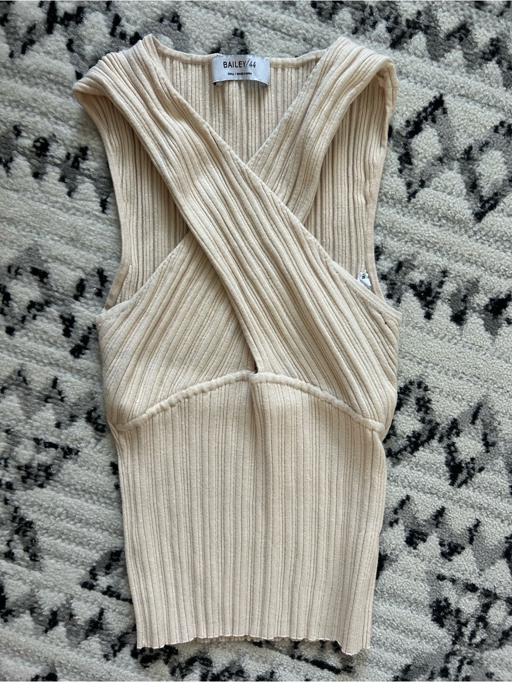 Bailey 44 Cream Ribbed Cross-Front Tank Top